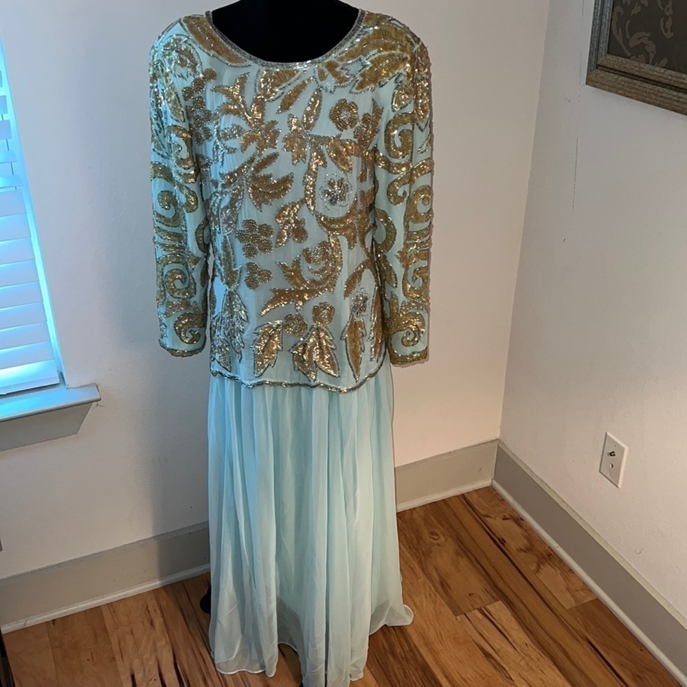 Jack Bryan Vintage beaded chiffon formal party‎ dress Sz 14